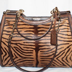 Coach Satchel Madison Tiger Hair Calf & Ostrich